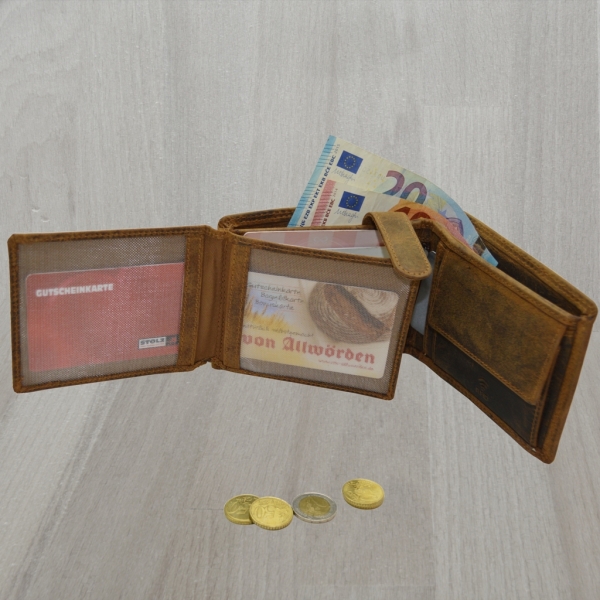 flevado Hunter Vollleder Herren Geldbörse Riegelverschluss Querformat RFID Schutz mit Geschenkbox